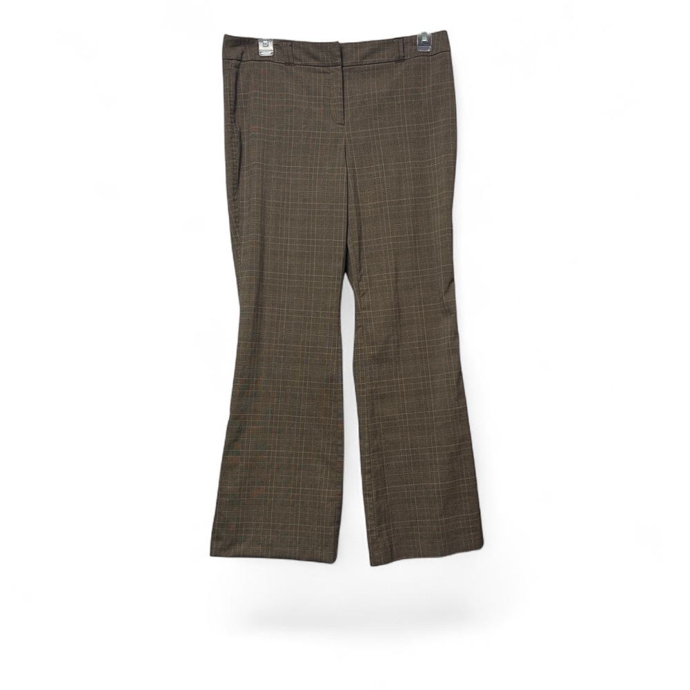 New York & Company Brown Plaid Flare Pants